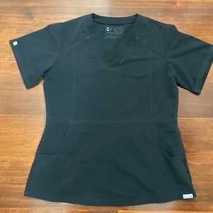 Figs black flores peplum scrub top
